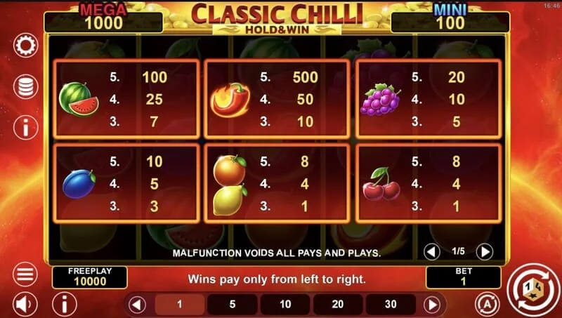 Classic Chilli Hold & Win - bonusmønter på skærmen